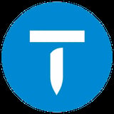 White lowercase letter i on a blue circular background, information icon