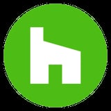 White house icon on bright green circular background